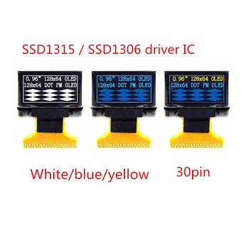 0.96 colių 30pin OLED modulis balta/geltona/mėlyna 128X64 LCD LED ekrano modulis IIC SPI sąsaja SSD1306/SSD1315 už Arduino