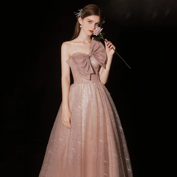 Elegantiškas Vieno Peties Ilgai Prom Dresses Moterų 2023 Seksualus Rožinis Kaspinėlis Vakare Šalies Chalatai Vestidos De