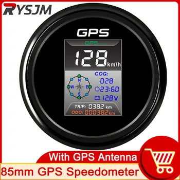 HD 85mm GPS Spidometras su Laiko Ekranas TFT Ekrano Kompasas KELIONĘ ODO KD Voltmeter Greičio Matuoklis MPH Mazgų Km/h su GPS Antena