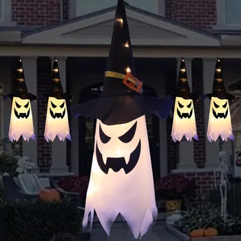 Helovinas LED Mirksi Šviesos Kabinti Dvasios Halloween Party Dress Up Žėrintis Wizard Hat Lempos Siaubo Rekvizitai Buveinės Juostos Apdailos