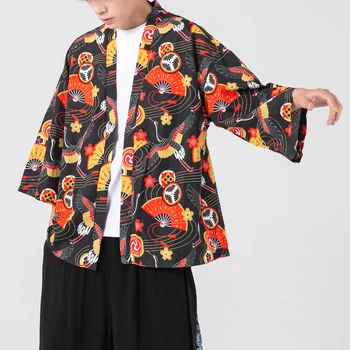 Kimono Megztinis Moterims, Vyrams Japonijos Obi Vyrų Yukata Vyrų 2023 Haori Japonijos Banga Karpis Spausdinti Kailis Tradicinius Japonijos Drabužius