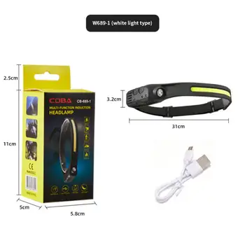 LED Jutiklis priekinis Žibintas priekinis žibintas, Žvejyba, Kempingas Galvos Žibintuvėlis USB Įkrovimo Lauko Žibintas Fakelais Darbo Lemputė