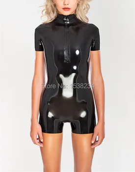 MOTERŲ latekso catsuit maudymosi kostiumėlis vasaros latekso bodysuit priekiniai zip ir tarpkojo zip