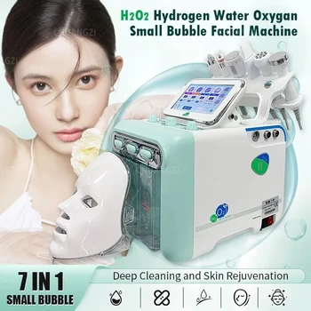 Naujas H2O2 7 In 1) Vandenilio, Deguonies Mažas Burbulas Mašina RF Vandens Dermishing Atjauninimo Valymo Grožio Priemonės Veido SPA