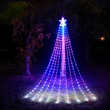 Naujas Kalėdų Dekoro Žibintai LED Pentagram Krioklys RGB Tekančiu Vandeniu Lempos Vietoje Kontrolės Žirgų Bėgimas Lempos Lauke Sodai, Vejos