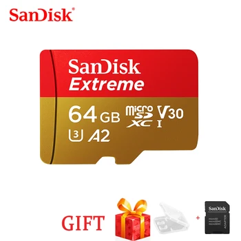 Nemokamas Pristatymas SanDisk Extreme SD Kortelę U3 A2 Atminties Kortelė 32GB 64GB 128GB 256 GB TF Kortele Fotoaparato Drone cartao memoria de