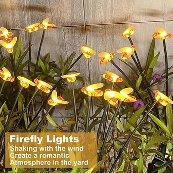Saulės Lempa 6/8/10 Lemputes Starburst Swaying Firefly Bičių LED Šviesos Lauko Vandeniui Vejai, Sodo Puošmena Kraštovaizdžio Žibintai