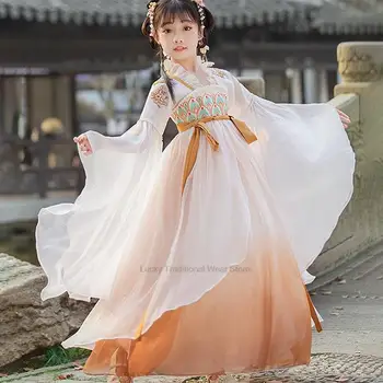 Tradicinės Kinų Hanfu Apranga Senovės Princesė Liaudies Šokių Scenos Kostiumai Oriental Suaugusiųjų Ir Vaikų Derliaus Cosplay Suknelė