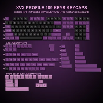 189 Klavišą PBT du kartus-shot Juoda Violetinė XVX Profilis Keycaps Pagrindiniai Bžūp MX Jungikliai Womier Anne Pro 2 Mechaninė Žaidimų Klaviatūra
