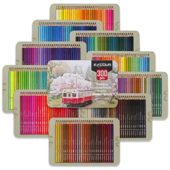 300 spalvų liukso geležies dėžutę spalvotų pieštukų studentų meno specialaus aliejaus pagrindu, spalvoti pieštukai 3.3 MM minkšto švino branduolių meno rinkinys dovanų dėžutėje