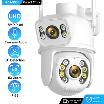 4K 8MP Dvigubo Objektyvo Wifi PTZ Kamera, Dvigubas Ekranas Naktinio Matymo Žmogaus Aptikimo Lauko 4MP Stebėjimo Kameros ICSEE App