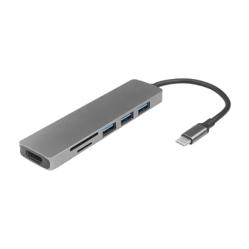 6 In 1 USB-C Adapter C 3*USB 3.0 HDMI 4K SD Kortelė, USB-C Hub Geriausios Kokybės Macbook Pro Nešiojamas kompiuteris