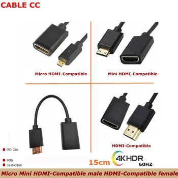 60HZ 4K*2K Mini MicroHDMI-Compat į HDMI suderinamus moterų Adapteris, Naudojamas Kompiuteris, Skaitmeninis Fotoaparatas Konversijos ilgiklis