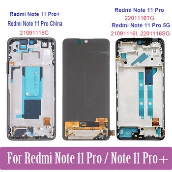 AMOLED Už Xiaomi Redmi 11 Pastaba Pro Plus 5G LCD Ekranas 21091116C 2201116TG 21091116I 21091116UC Jutiklinis Ekranas skaitmeninis keitiklis Asamblėja