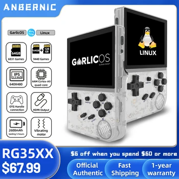 ANBERNIC RG35XX Atnaujinta Nešiojamų Retro Delninis Žaidimų Konsolės 3.5-colių IPS HD Ekranas, Vaikų Dovanų Linux Dual Sistemų GarlicOS