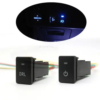 Automobilis Mėlynos spalvos LED DRL Šviesos įjungimas Išjungimas Fotoaparatas Parkavimo Radaro Jutiklis Muzikos Įjungti paspauskite Mygtuką 