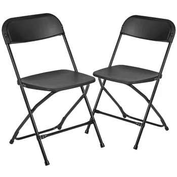 Baldai, Plastikinės Sulankstomos Kėdės - Juoda - 2 Pak 650LB Svoris, Pajėgumai, Patogus Įvykio Kėdės Konferencijų Kėdės