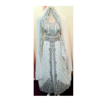 Balta Suknelė Afrikos Kostiumas Bridesmaid, Abaja Ilga Suknelė Oficialų Zawalcowany Dubajus Maroko Ilgi Marškinėliai