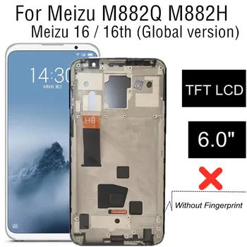 Be Atspaudų Už Meizu 16 LCD M882H TFT LCD Ekranas Jutiklinis Ekranas Skydelis skaitmeninis keitiklis Skirtas Meizu 16 M882Q LCD