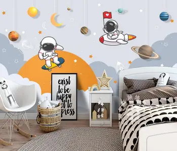 Custom 3D Animaciją Kosmonautas Sienų Tapetai Vaikų Miegamasis apdailos TV Fono sienos dokumentų namų dekoro, Sienų Tapyba