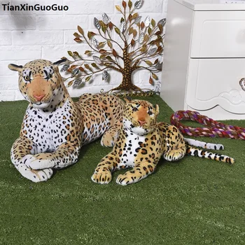 didelis 75cm leopardas gulėti su 30cm kūdikių leopard pliušinis žaislas minkštas žaislas, lėlė gimtadienio dovana s0433