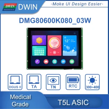 DWIN 8.0 Colių 800*600/1024*768 Rezoliucija 300-700Nit UART Serial RS232&485 TFT LCD Touch Medicinos lygio Rodymo Modulis HMI