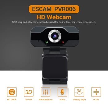 ESCAM PVR006 USB Kamera Full HD 1080P Web Kamera Su Mikrofono Triukšmo slopinimas 
