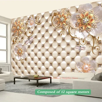 Europos Stiliaus Prabangūs 3D Tapetai, Freskos Kristalų Papuošalai, Gėlės Foto Sienų Tapybos Pasirinktinis Dydis Kambarį Temą Viešbučio Dekoras