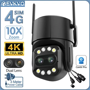 EVKVO 4K 8MP 4G Sim Kortelės Dvejopo Lęšių IP Kamera Lauko 4MP Auto Stebėjimo WIFI PTZ CCTV Vaizdo Stebėjimo Kamera Camhi Pro