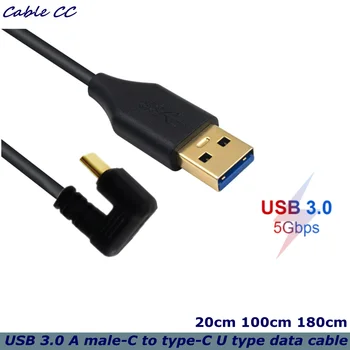 Greitųjų 5Gbps USB 3.0 Revoliucija Tipas-C U-formos Alkūnės Duomenų Įkrovimo Kabelis 