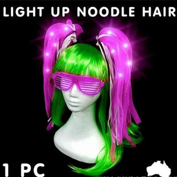 LED lemputės Mirksi Neonas Šalies Rave Dėvėti Makaronų Plaukų Šviesos Švytėjimas Hairband Helovinas Dress naktiniame klube DJ Šokėja Priedai