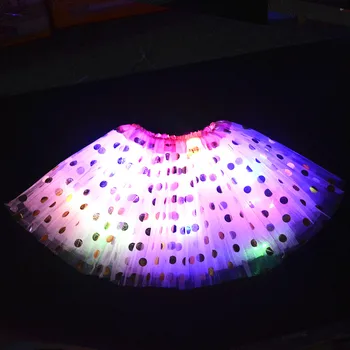 Lemputė Švyti LED China Dot Mergaitėms, Vaikams, Drabužiai Tutu Sijonas Šokių Pettiskirt Šalies Šokių, Vestuvių Puošybos Festivalis Kalėdų