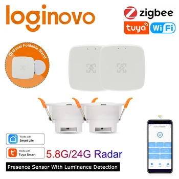 Loginovo Zigbee 3.0 Žmogaus Buvimo Jutiklis Tuya Wifi MmWave Radaro Detektorius Smart Home Judesio Jutiklis Su Intensyvumo Nustatymo