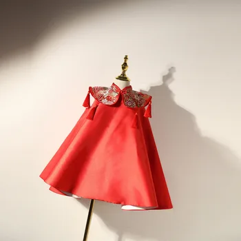 Mergina šeimininkai rodyti Cheongsam Raudona Tango kostiumų kūdikių sugauti Zhou baby girl dress nacionalinės tendencija Kinų stiliaus naudingumo suknelė