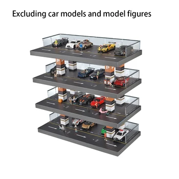 Modelio Automobilių Diorama automobilių Stovėjimo Aikštelė Pastato, vitrinos, 4-sluoksnių Didelės Talpos Papuošalai Daugiatikslis Automobilis Žaislų Lentynos Namų Dekoro