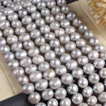 Natūralūs Gėlavandenių Perlų Punch-Formos Pilka Perlų Karoliukus, 11-12 MM, Papuošalai Priėmimo 