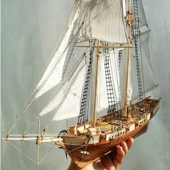 Nauja Versija Masto 1/96 Klasika, Senovės Laivų medienos modelių Kūrimo Rinkiniai Harvey 1847 Medinis Burlaivis 