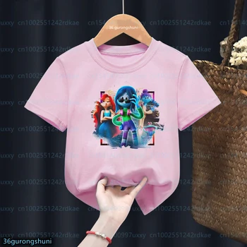 Naujas Mergaičių marškinėlių Naują Filmą Ruby Gillman Paauglių Kraken Animacinių filmų Spausdinti Mergaitėms, Rausvos spalvos, trumpomis Rankovėmis Viršuje Mielas vaikai tshirtsTop didmeninės