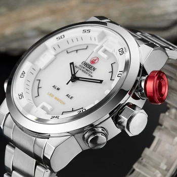 OHSEN Vyrų Sporto Laikrodžiai Karinės Baltoji ryšys Analoginis LED Kvarciniai Laikrodžiai Mados Vandeniui vyrų laikrodžiai Relogio Masculino
