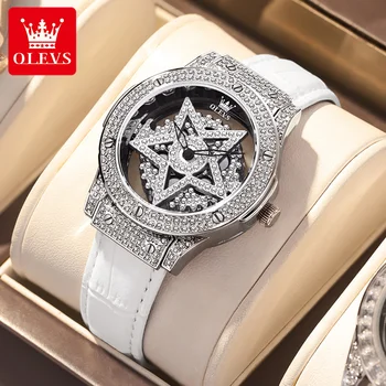 OLEVS Prabangos Prekės ženklo Moterys Laikrodis atsparus Vandeniui Visą deimantų Ponios 