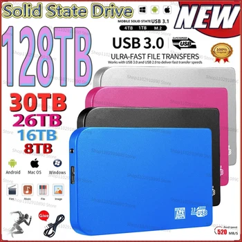 Originalus, Didelės spartos 1 TB SSD 64tb Nešiojamų Išorinio Kietojo Kietąjį Diską USB3.0 Sąsaja HDD Mobile Kietasis Diskas Laptop/mac