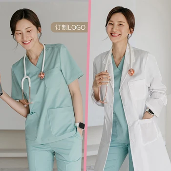 Pietų Korėja vasaros slaugytoja suknelė atskiras kostiumas moterų trumparankoviai gydytojas teptuku rankoje drabužius vyrų darbo kambarį darbuotojas drabužius h