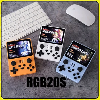 Powkiddy RGB20S Nešiojamų Retro Žaidimų Konsolės Nešiojamą Atviro kodo Sistema RK3326 3.5 Colių IPS Ekranas Delninis Žaidimų Konsolės Dovanos