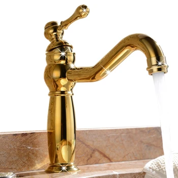 Prabangus aukso kieto žalvario Aukštos Unikalų stilių baseino maišytuvas aukso Europos vonios kambarys, Karšto ir šalto vandens baseinas, bakstelėkite maišytuvas