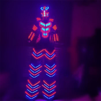 RGB 7 spalvų kaitą led roboto kostiumas etape polių drabužių bart renginio vakarą šalies klubą etapas rodo, DJ šviesos šarvai