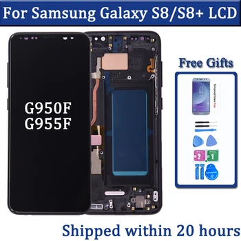 Samsung Galaxy S8 S8 plius G950 G950F G955fd G955F G955 LCD Ekranas Su Jutikliniu Ekranu, skaitmeninis keitiklis Galaxy S8+ LCD Su karkasu