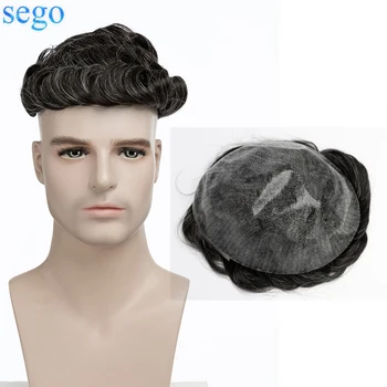 SEGO 8x10 Plaukų Protezavimas 0,1 mm Įpurškimo Odos Toupee Vyrų Patvarus, Perukai Vyrams, 100% Žmogaus Plaukų Sistema Vienetas Kapiliarų Protezas