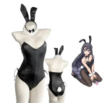Seishun Buta Yarou wa Bunny Mergina Senpai no Yume wo Minai Cosplay Moterų Bunnysuit Moteris Helovinas Dress Odinis Kostiumas