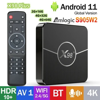 Smart Android 11 TV Box X98 PLUS 4GB 64GB 32GB 2.4 G 5G Dual WIFI Amlogic S905W2 3D AV1 4K HDR 10+ Media Player 