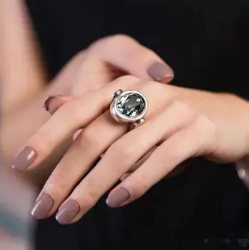 Yisheng lydinio granulių Kristalų akmuo perlas žiedas, Sidabro spalvos užsegimas, su logotipu, didmeninė prekyba, naujos 2021, Europos mados dovana